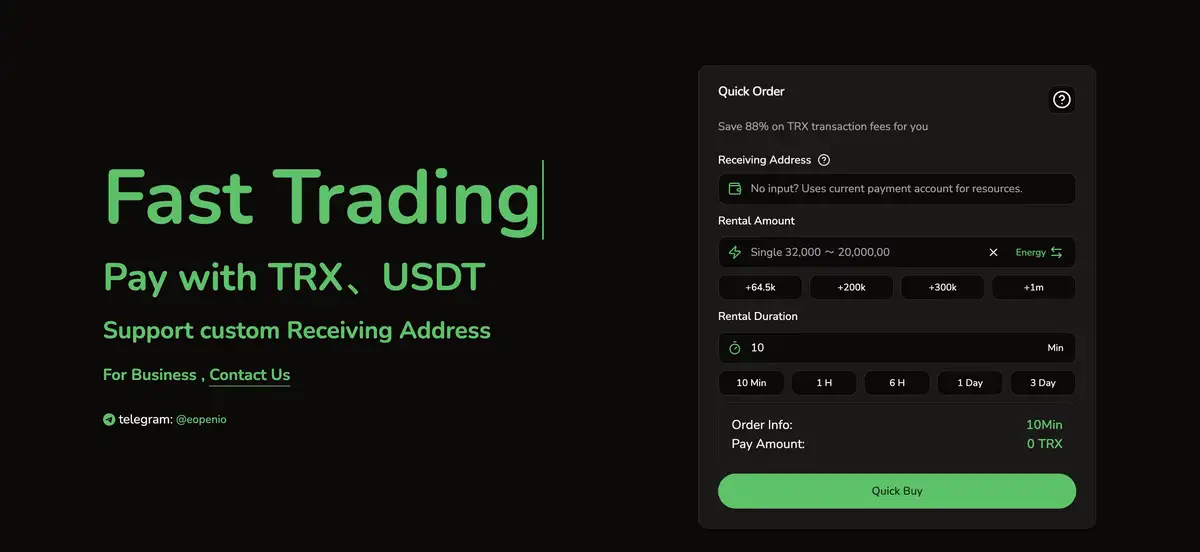 EOPEN TRON energy rental