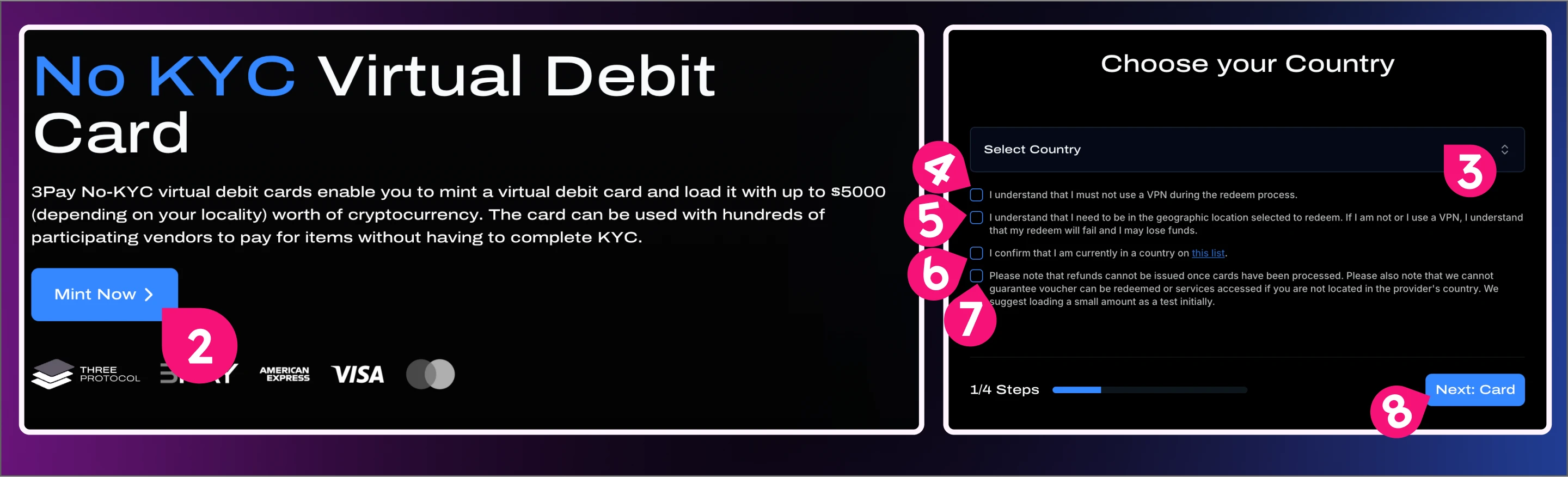Step-by-step Tutorial on How to Mint Your 3Pay Card on Three Protocol
